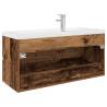 Stylish Sink Cabinet with Basin & Faucet - Old Wood Finish