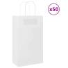 50 White Paper Bags with Handles | Eco-Friendly 21x11x36 cm