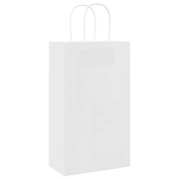 50 White Paper Bags with Handles | Eco-Friendly 21x11x36 cm