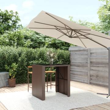 Stylish Brown Bar Table with Glass Top - 105x80x110 cm