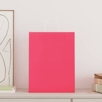 Pink Paper Bags with Handles - 250 pcs | Sustainable Packaging