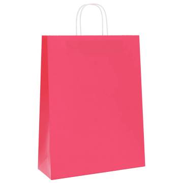 Pink Paper Bags with Handles - 250 pcs | Sustainable Packaging