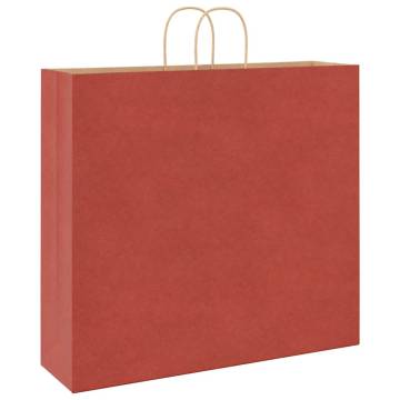 Red Paper Bags with Handles - 50 Pcs | Durable & Eco-Friendly