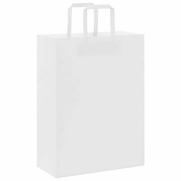 White Paper Bags with Handles - 50 pcs | Hipomarket