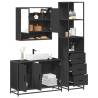  3 Piece Bathroom Furniture Set Black Engineered Wood Colour black Number of 1 