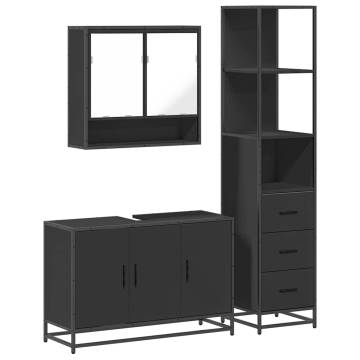 Elegant 3 Piece Bathroom Furniture Set in Black - Hipo Market