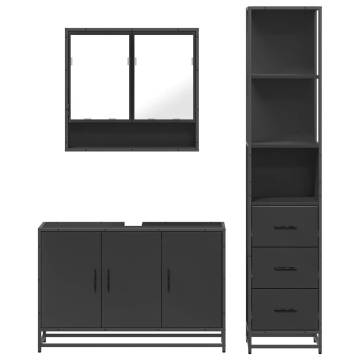 Elegant 3 Piece Bathroom Furniture Set in Black - Hipo Market