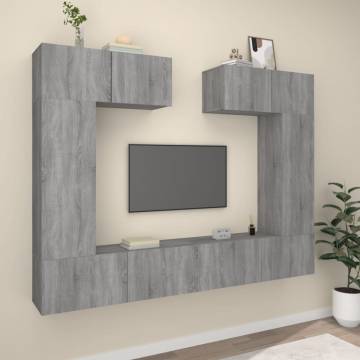 6 Piece Grey Sonoma TV Cabinet Set - Stylish & Practical