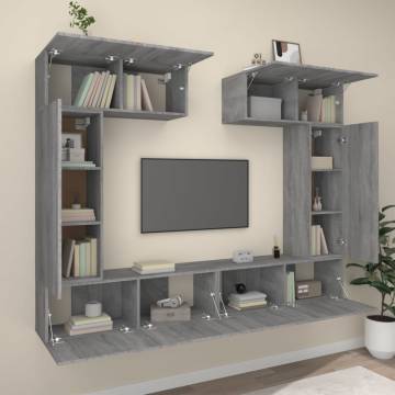 6 Piece Grey Sonoma TV Cabinet Set - Stylish & Practical