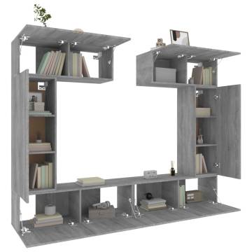 6 Piece Grey Sonoma TV Cabinet Set - Stylish & Practical