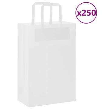 250 White Paper Bags with Handles - Eco-Friendly & Versatile