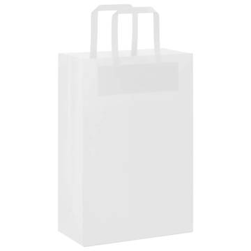 250 White Paper Bags with Handles - Eco-Friendly & Versatile