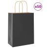  Paper Bags 50 pcs with Handles Black 21x11x28 cm Colour black Size 22 x 11 x 28 cm Quantity in Package 50 