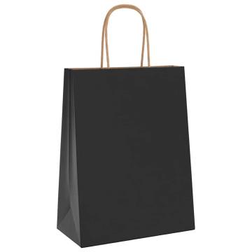 50 Black Paper Bags with Handles | Eco-Friendly Kraft Bags