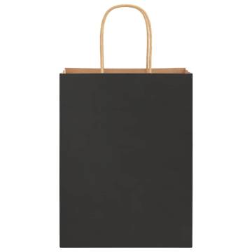 50 Black Paper Bags with Handles | Eco-Friendly Kraft Bags