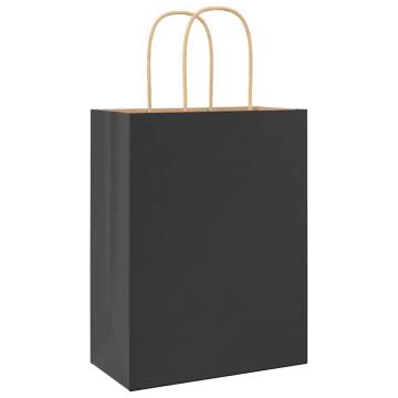 50 Black Paper Bags with Handles | Eco-Friendly Kraft Bags