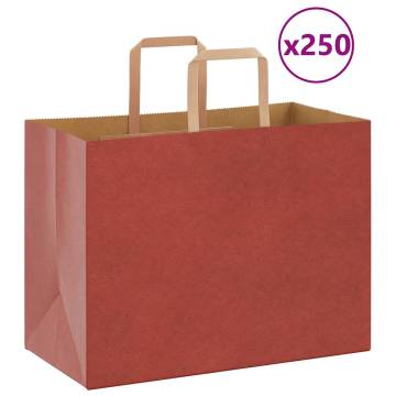 250 Red Paper Bags with Handles - Sustainable & Durable