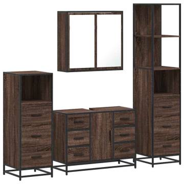 4 Piece Bathroom Furniture Set - Brown Oak Engineered Wood