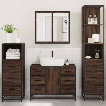 4 Piece Bathroom Furniture Set - Brown Oak Engineered Wood