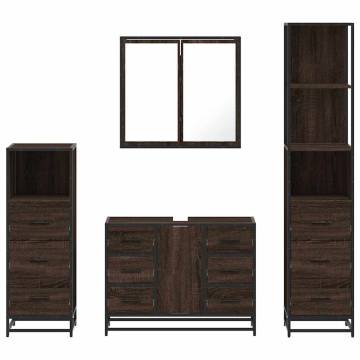 4 Piece Bathroom Furniture Set - Brown Oak Engineered Wood