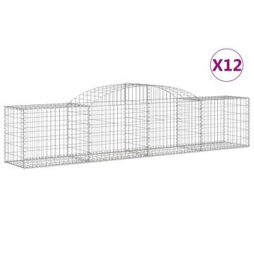 Arched Gabion Baskets 12 pcs - Galvanised Iron | HipoMarket