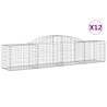 Arched Gabion Baskets 12 pcs - Galvanised Iron | HipoMarket