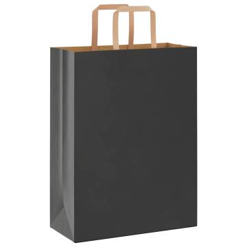 50 Black Paper Bags with Handles - Eco-Friendly & Durable