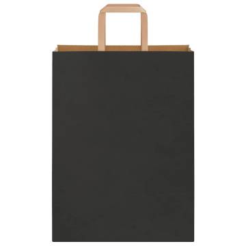 50 Black Paper Bags with Handles - Eco-Friendly & Durable