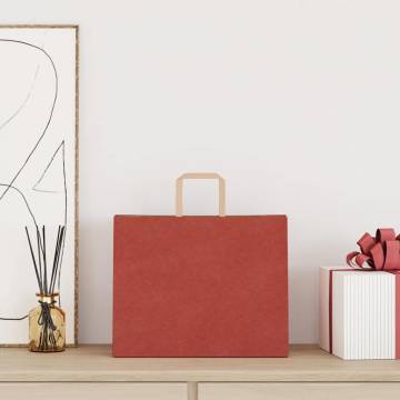 Red Paper Bags with Handles - 250 pcs, 32x22x24 cm