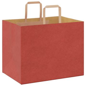 Red Paper Bags with Handles - 250 pcs, 32x22x24 cm