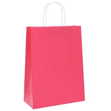 Pink Paper Bags with Handles - 50 pcs | Hipo Market