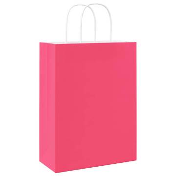 Pink Paper Bags with Handles - 50 pcs | Hipo Market