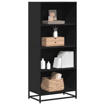 Stylish Black Bookcase - 60x35x139 cm Engineered Wood