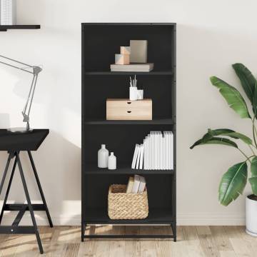 Stylish Black Bookcase - 60x35x139 cm Engineered Wood