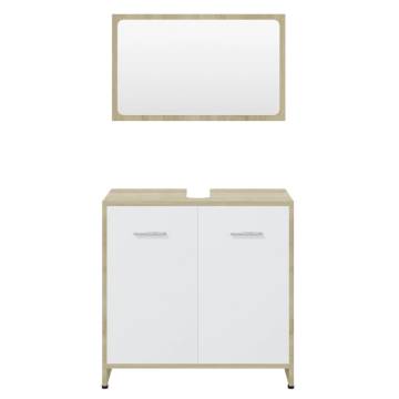 Stylish Bathroom Furniture Set - White & Sonoma Oak