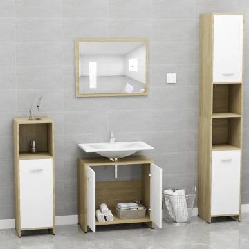 Stylish Bathroom Furniture Set - White & Sonoma Oak