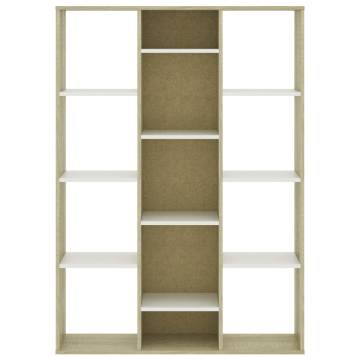 Stylish Room Divider Book Cabinet - White & Sonoma Oak 100x24x140