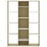 Stylish Room Divider Book Cabinet - White & Sonoma Oak 100x24x140