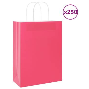 Pink Paper Bags with Handles - 250 pcs | HipoMarket