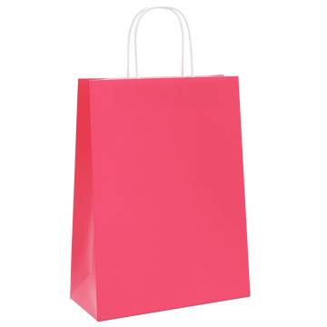 Pink Paper Bags with Handles - 250 pcs | HipoMarket