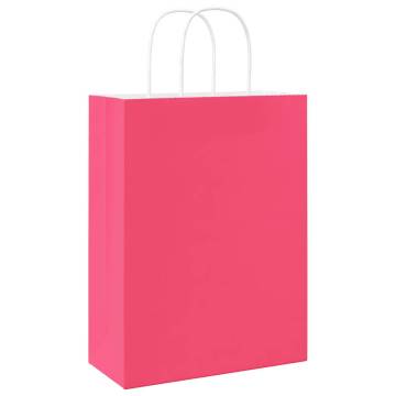 Pink Paper Bags with Handles - 250 pcs | HipoMarket