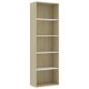 5-Tier Book Cabinet in White & Sonoma Oak - Stylish Storage Solution