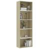 5-Tier Book Cabinet in White & Sonoma Oak - Stylish Storage Solution