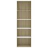 5-Tier Book Cabinet in White & Sonoma Oak - Stylish Storage Solution