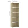 5-Tier Book Cabinet in White & Sonoma Oak - Stylish Storage Solution