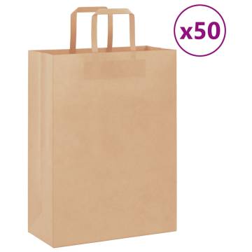 Brown Paper Bags with Handles - 50 pcs | Eco-Friendly Packaging