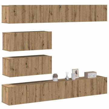 6 Piece Wall-Mounted TV Cabinet Set - Artisan Oak Finish