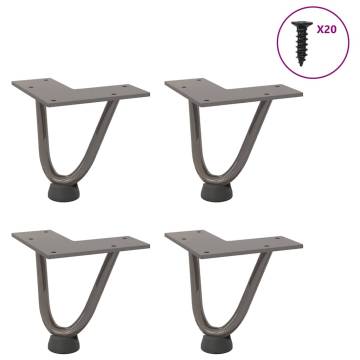 Hairpin Table Legs 4 pcs Natural Steel - 10 cm Solid Steel