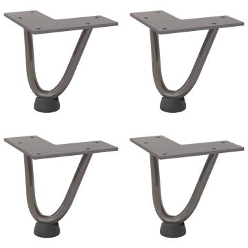 Hairpin Table Legs 4 pcs Natural Steel - 10 cm Solid Steel