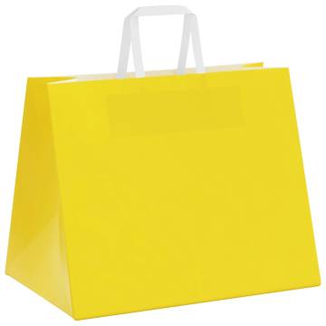 250 Yellow Paper Bags with Handles - Eco-Friendly & Durable